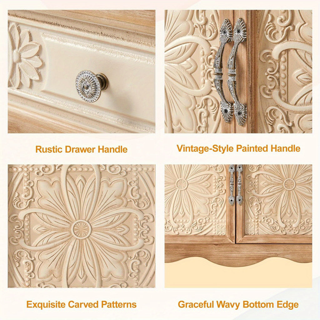 Kitchen Pantry Storage Cabinet with 2 Doors and Shelf, 48'' Kitchen Pantry Cabinet with Storage, Accent Wood Cabinet for Kitchen, Dining Room, Living Room