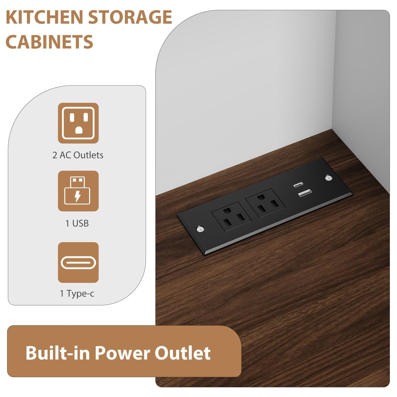 New Upgraded Storage Cabinet Elegant High Cabinet with Two Storage Boxes - Durable Tableware Cabinet Made from Other Materials for Organized Kitchen Storage for Home Room Decor Christmas Decorations, Birthday Gifts for Women Men Friends