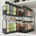 Heavy Duty 2-Tier Slide-Out Spice Rack Organizer with Labels - Adjustable Metal Kitchen Cabinet Storage Shelf, Space-Saving Sliding Mechanism, Powder-Coated Finish, 5.2\