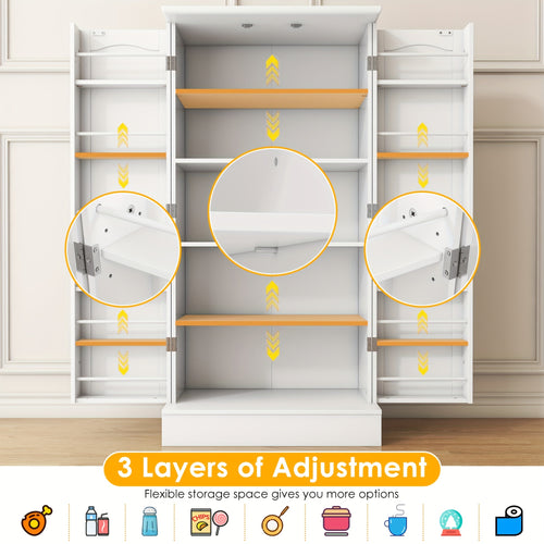 47 Inches Pantry Cabinet, Kitchen Pantry Cabinet with Adjustable Shelves, Freestanding Kitchen Pantry Storage Cabinet, Buffet Cupboards Sideboard for Kitchen, Living Room And Dinning Room