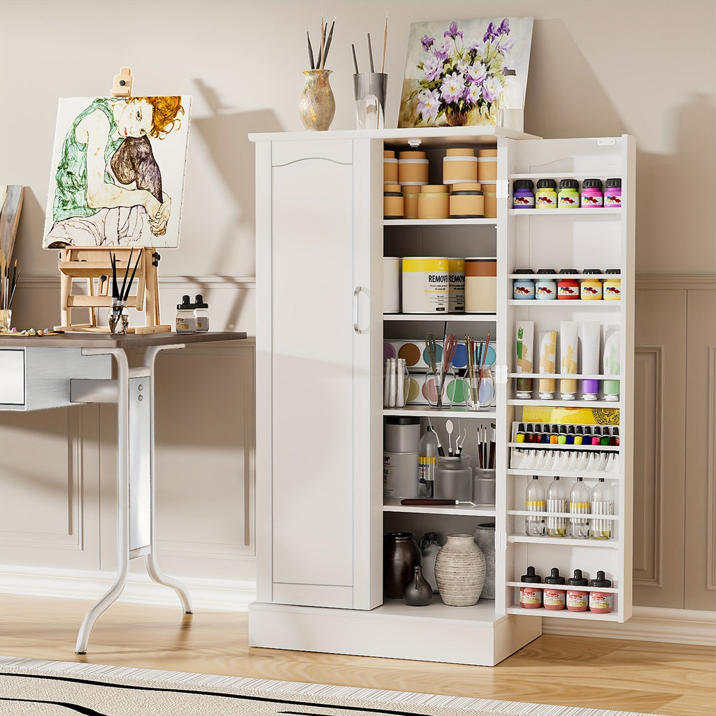 47 Inches Pantry Cabinet, Kitchen Pantry Cabinet with Adjustable Shelves, Freestanding Kitchen Pantry Storage Cabinet, Buffet Cupboards Sideboard for Kitchen, Living Room And Dinning Room