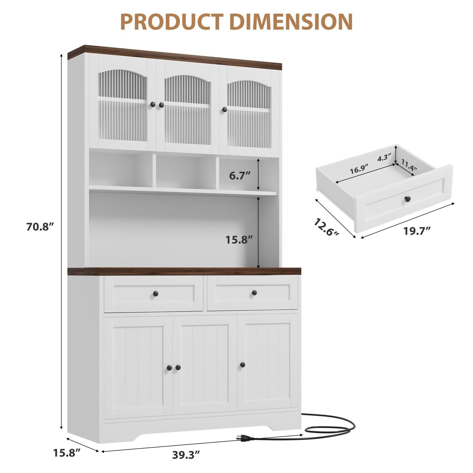 New Upgraded Storage Cabinet Elegant High Cabinet with Two Storage Boxes - Durable Tableware Cabinet Made from Other Materials for Organized Kitchen Storage for Home Room Decor Christmas Decorations, Birthday Gifts for Women Men Friends