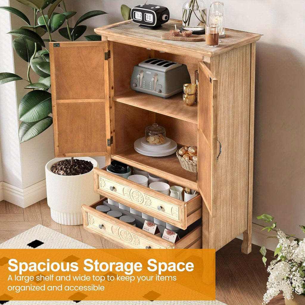 Kitchen Pantry Storage Cabinet with 2 Doors and Shelf, 48'' Kitchen Pantry Cabinet with Storage, Accent Wood Cabinet for Kitchen, Dining Room, Living Room