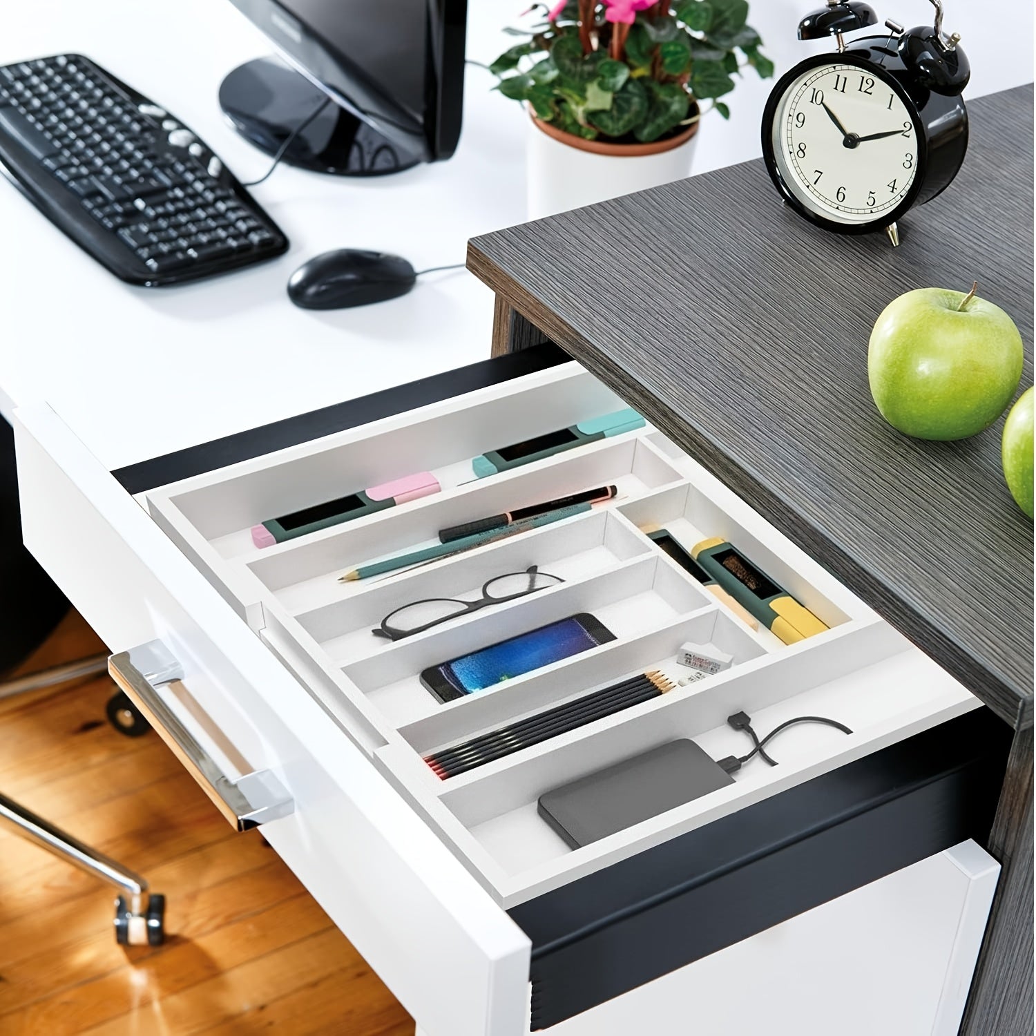 Expandable Bamboo Knife & Tool - Modular Drawer Storage with Adjustable Dividers, Expandable Width (Space-Saving), Odor-Resistant Utensil Tray for Kitchen, Office - Compatible for Knives, Spoons, Pens, Small Items