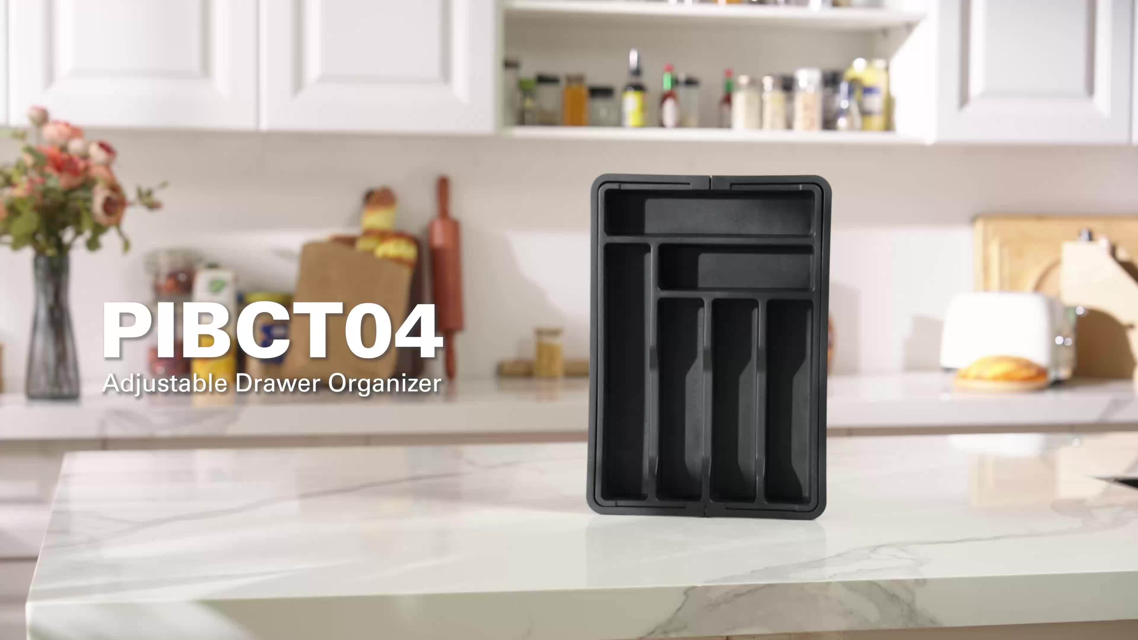 Expandable Bamboo Knife & Tool - Modular Drawer Storage with Adjustable Dividers, Expandable Width (Space-Saving), Odor-Resistant Utensil Tray for Kitchen, Office - Compatible for Knives, Spoons, Pens, Small Items