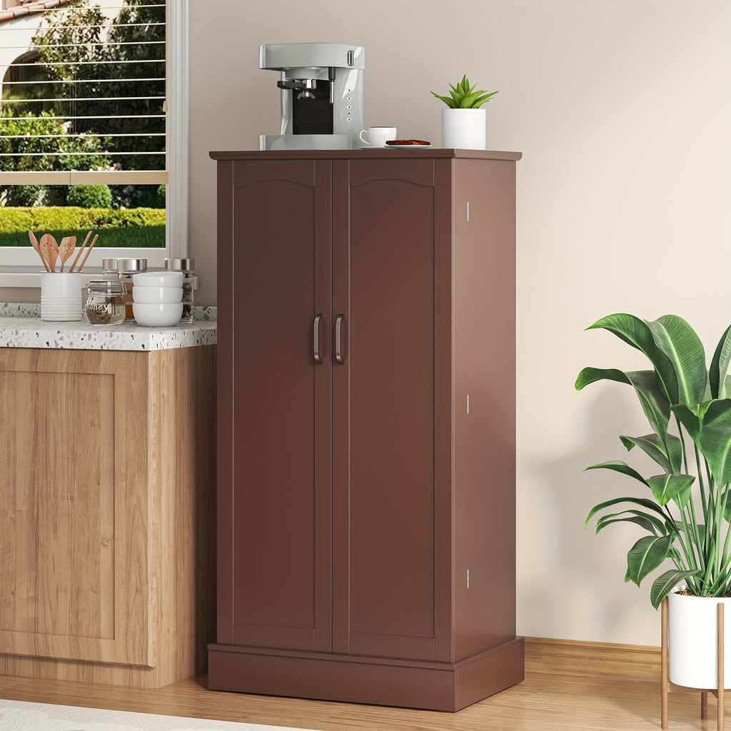 47 Inches Pantry Cabinet, Kitchen Pantry Cabinet with Adjustable Shelves, Freestanding Kitchen Pantry Storage Cabinet, Buffet Cupboards Sideboard for Kitchen, Living Room And Dinning Room