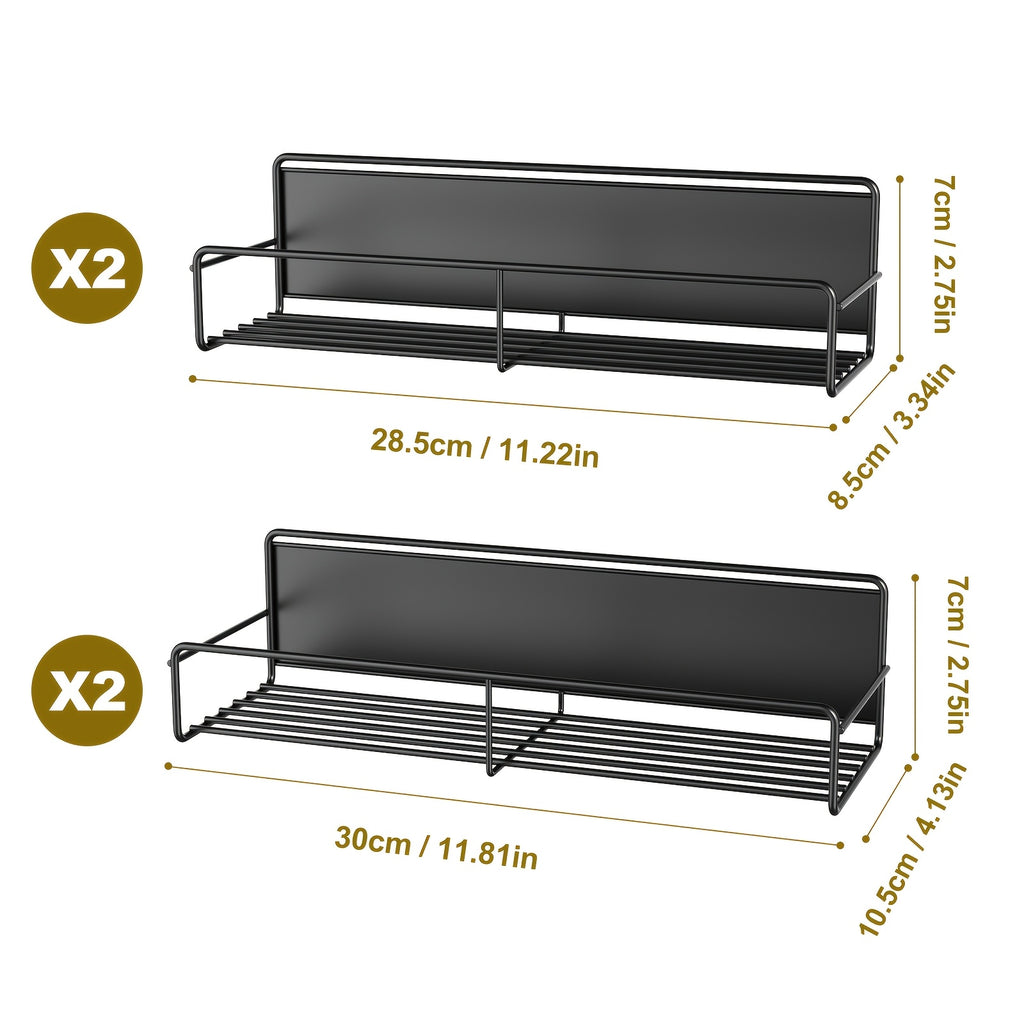 4pcs Magnetic Spice Adjustable Storage Shelf, No-Punch Kitchen Refrigerator Magnetic Shelf, Strong Magnetic Spice Storage Shelf, Washing Machine Storage Shelf, No-Punch Wall Mounted Storage Shelf, Kitchen Storage Accessories, Coffee Bar Accessories