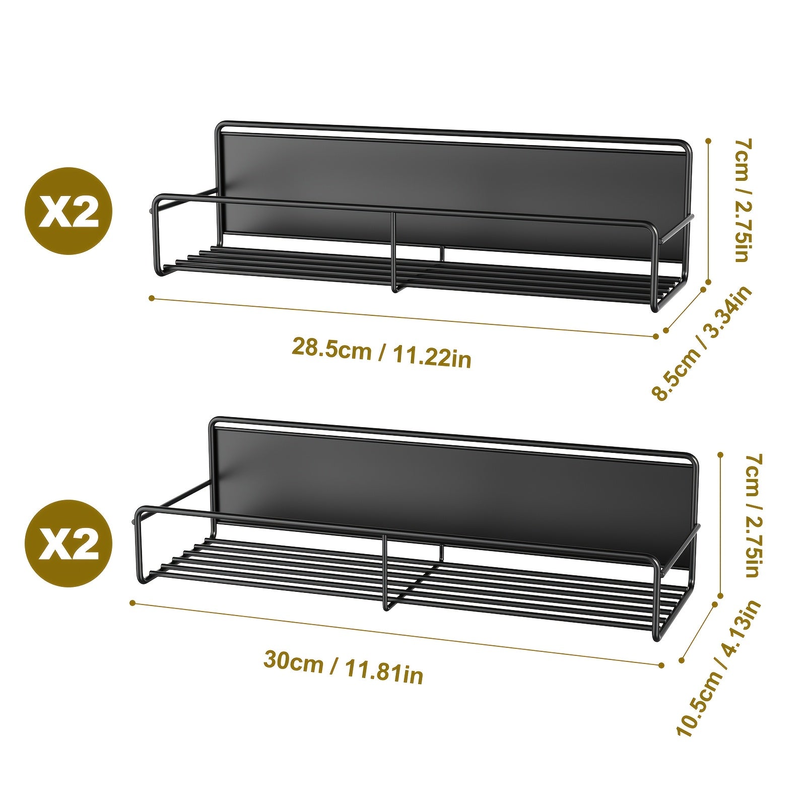 4pcs Magnetic Spice Adjustable Storage Shelf, No-Punch Kitchen Refrigerator Magnetic Shelf, Strong Magnetic Spice Storage Shelf, Washing Machine Storage Shelf, No-Punch Wall Mounted Storage Shelf, Kitchen Storage Accessories, Coffee Bar Accessories