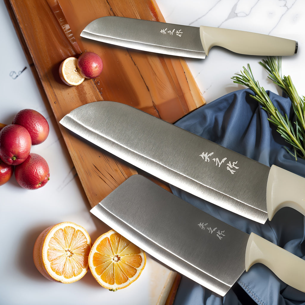 5 Piece Kitchen Knife Set, Super Sharp Knife Set With Universal Knife Block, Anti-Rust Stainless Steel Kitchen Knife Block Set, Slicing Knife, Multi-purpose Knife, Fruit Knife, Scissors, Knife Block, Ergonomic, Sharp And Durable
