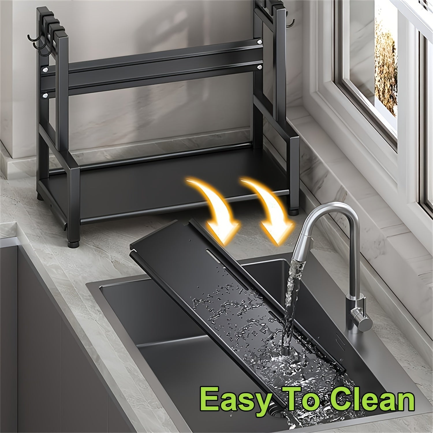 Multifunctional Metal Kitchen Storage Rack, Space-saving Kitchen Organizer with Cutting Board Holder for Storing Spices, Condiments and Chopping Knives, Easy to Assemble and Clean