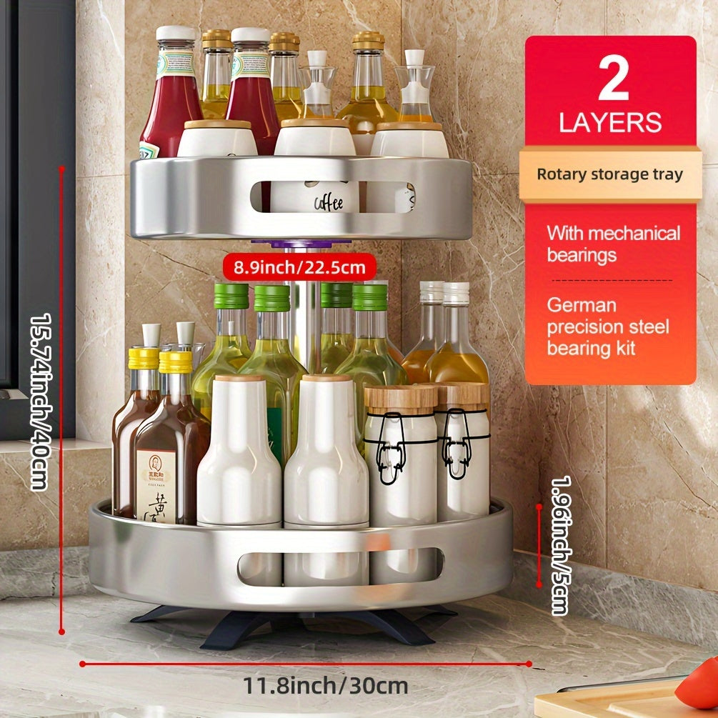 Rotating Seasoning Storage Rack, Kitchen Seasoning Shelf, Double-layer Household Countertop Corner Seasoning Storage Rack