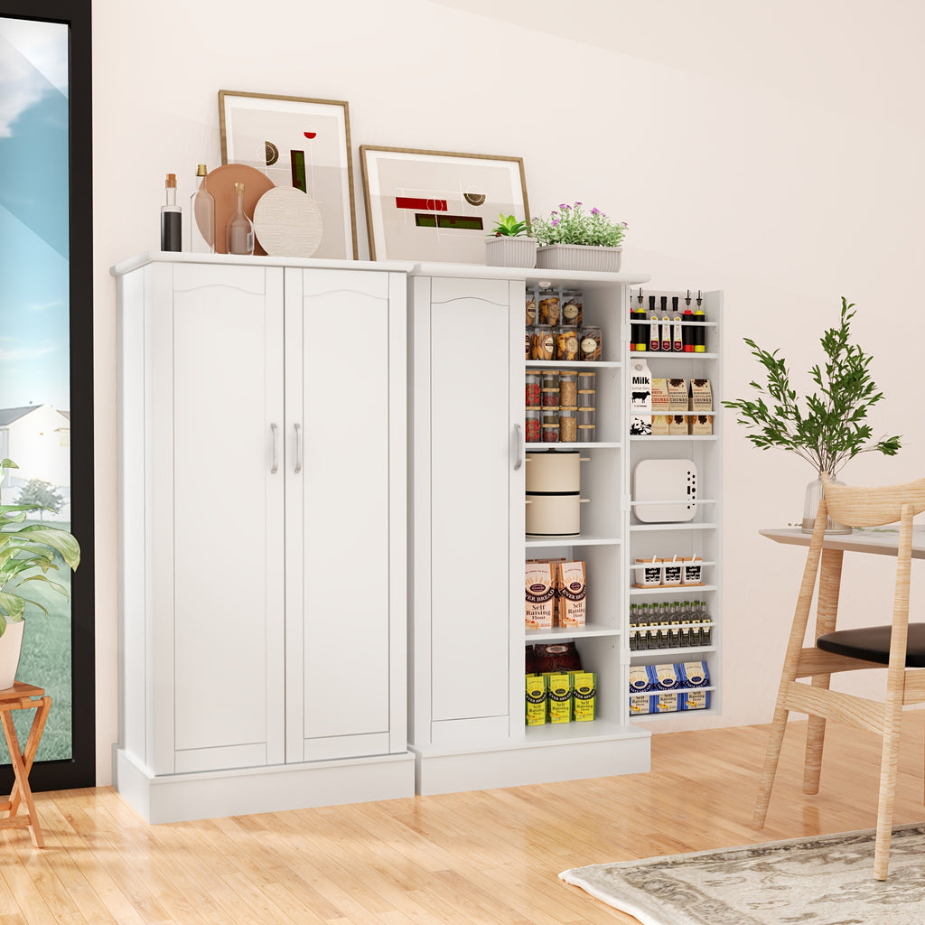 47 Inches Pantry Cabinet, Kitchen Pantry Cabinet with Adjustable Shelves, Freestanding Kitchen Pantry Storage Cabinet, Buffet Cupboards Sideboard for Kitchen, Living Room And Dinning Room