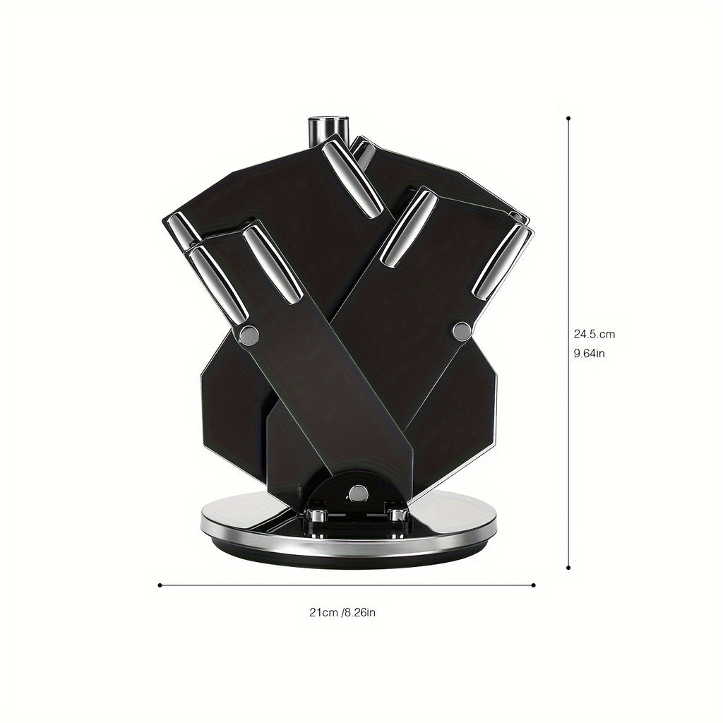 7pcs Damascus Pattern Stainless Steel Kitchen Knife Set with Universal Knife Holder -Chef, Fruit, and Safety Knives Included