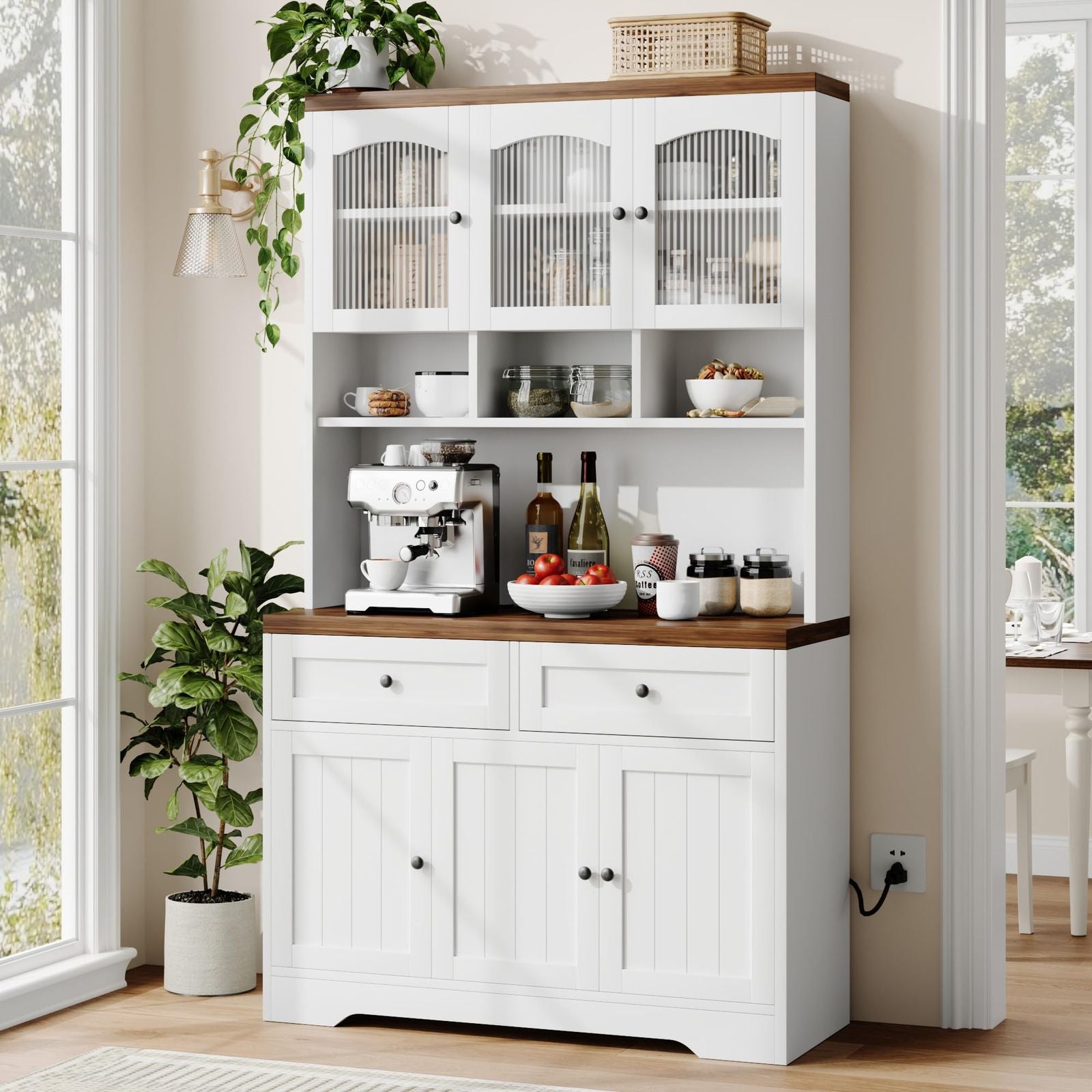 New Upgraded Storage Cabinet Elegant High Cabinet with Two Storage Boxes - Durable Tableware Cabinet Made from Other Materials for Organized Kitchen Storage for Home Room Decor Christmas Decorations, Birthday Gifts for Women Men Friends