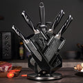 7pcs Damascus Pattern Stainless Steel Kitchen Knife Set with Universal Knife Holder -Chef, Fruit, and Safety Knives Included