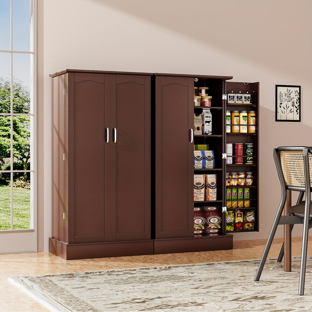 47 Inches Pantry Cabinet, Kitchen Pantry Cabinet with Adjustable Shelves, Freestanding Kitchen Pantry Storage Cabinet, Buffet Cupboards Sideboard for Kitchen, Living Room And Dinning Room
