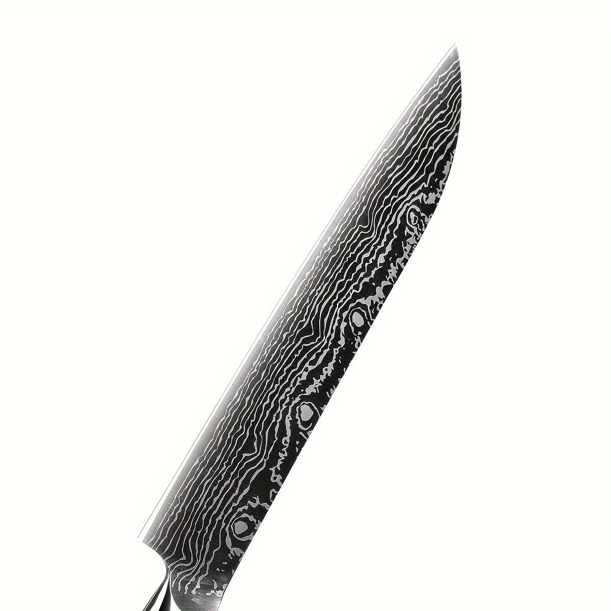 7pcs Damascus Pattern Stainless Steel Kitchen Knife Set with Universal Knife Holder -Chef, Fruit, and Safety Knives Included