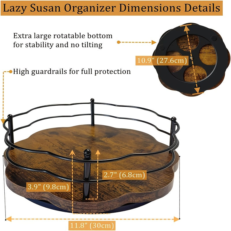 Rotatable Spice And Seasoning Storage Rack, Kitchen Spice Jar Organizer, 360° Rotation, Multifunctional Wooden Fruit Turntable Shelf, Suitable for Seasonings, Cosmetics, Fruits, Suitable for Kitchen And Bathroom Seasoning Rack.