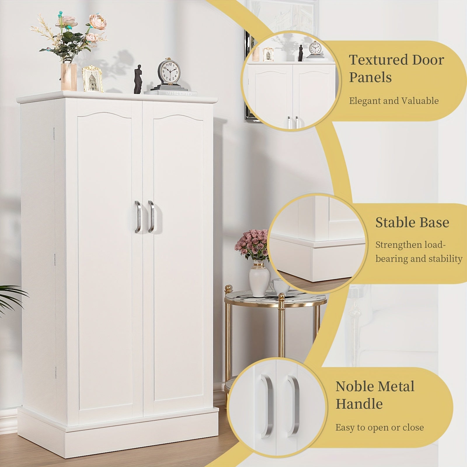 47 Inches Pantry Cabinet, Kitchen Pantry Cabinet with Adjustable Shelves, Freestanding Kitchen Pantry Storage Cabinet, Buffet Cupboards Sideboard for Kitchen, Living Room And Dinning Room