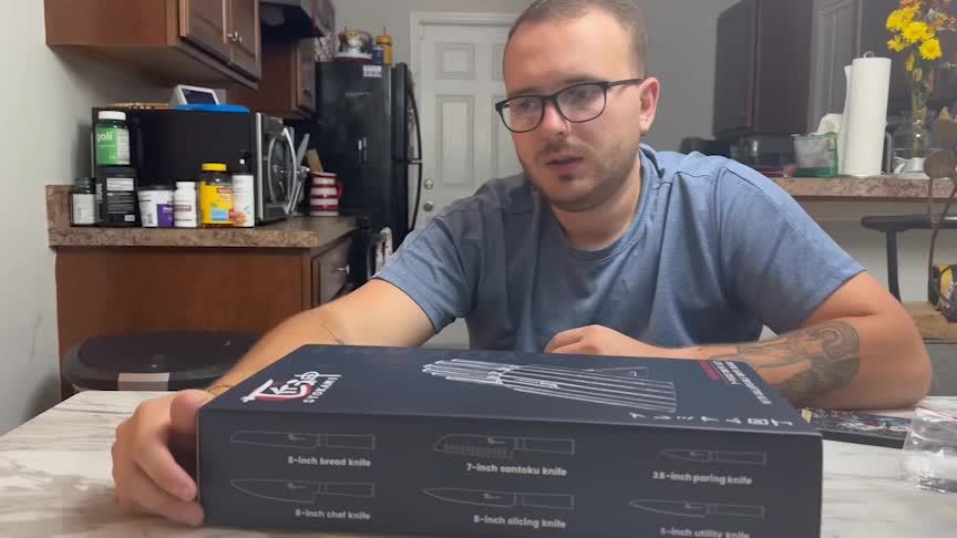 7pcs Japanese Style Kitchen Knife Block Set with Collapsible Block-Drawer or Countertop Organizer, Ultra Sharp High Carbon Steel Cutting Knives with Wood Handle, House Warming Gift