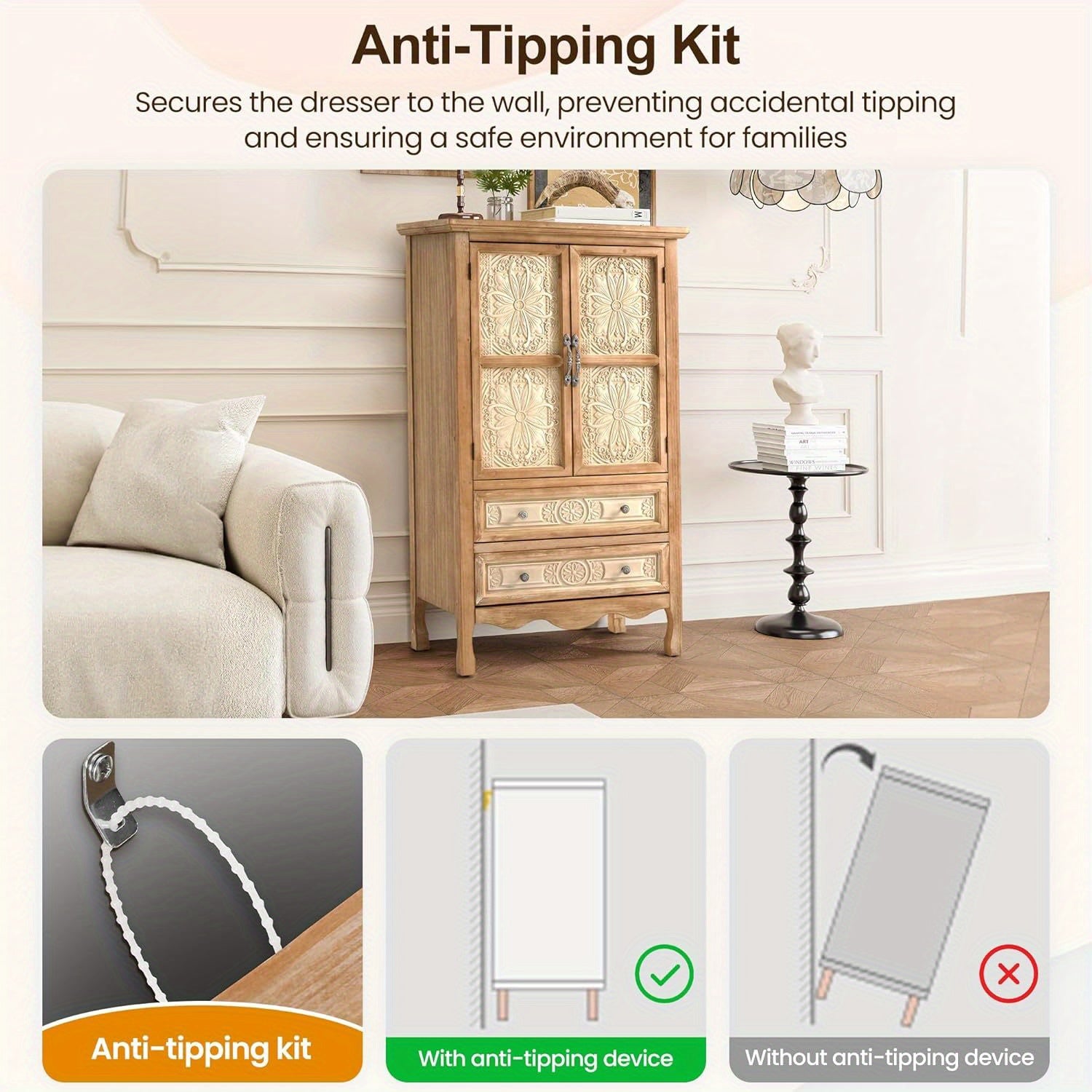 Kitchen Pantry Storage Cabinet with 2 Doors and Shelf, 48'' Kitchen Pantry Cabinet with Storage, Accent Wood Cabinet for Kitchen, Dining Room, Living Room