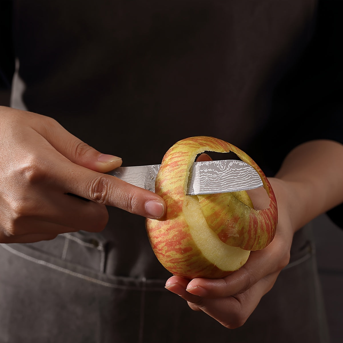 7pcs Damascus Pattern Stainless Steel Kitchen Knife Set with Universal Knife Holder -Chef, Fruit, and Safety Knives Included